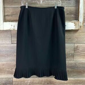 LE SUIT Women Slippery Polyester Pencil Skirt Pleated Bottom Black Size 14